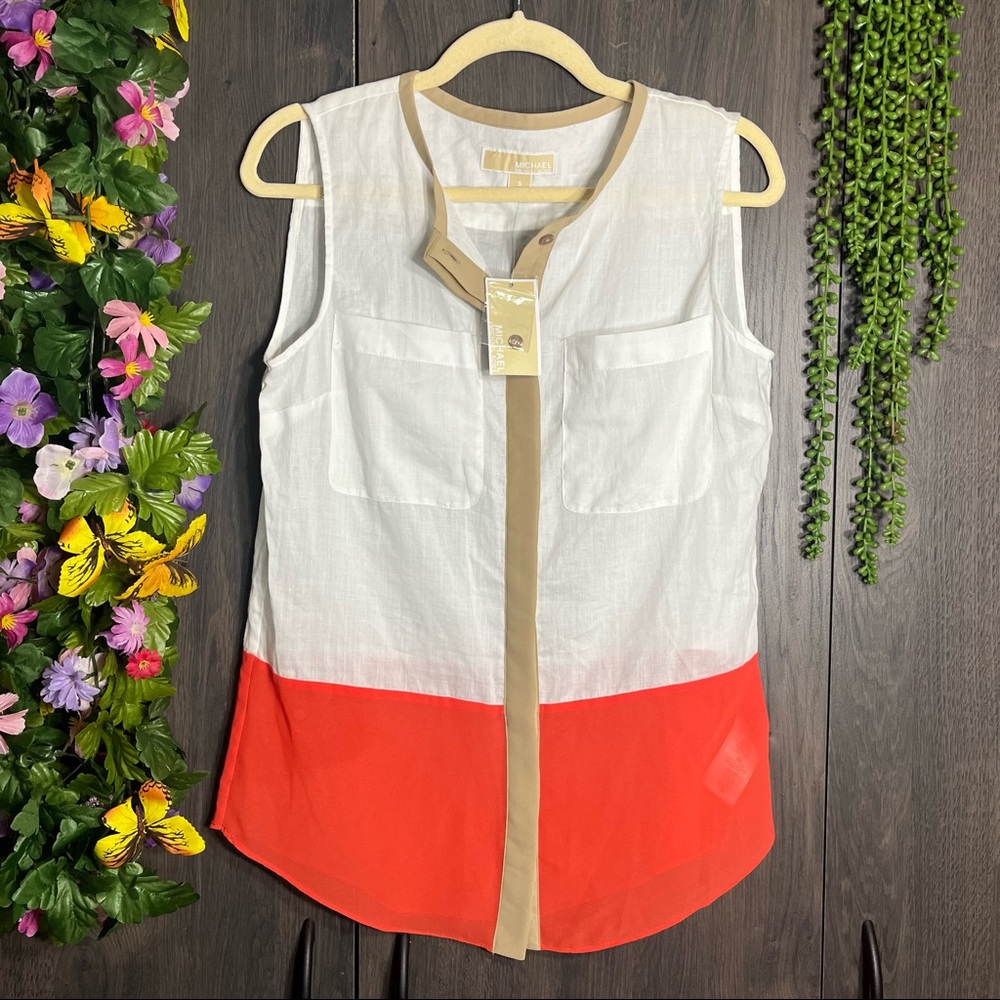 „💙2/$40💙NWT Michael Kors Sleeveless Button Down Blouse Size Small